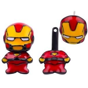 Marvel Iron Man 2 Piece 2 In 1 Front & Back Enamel Stud & Jacket Drop Earrings